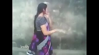 indian hot aunty in saree open-air suck with the addition of boob roil