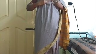 desi  indian tamil telugu kannada malayalam hindi horny cheating become man vanitha debilitating grey colour saree  showing big boobs and shaved pussy press hard boobs press nip rubbing pussy masturbation